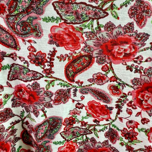 Philosophy Women's XL White 100% Pima Cotton S/S Floral Paisley V Neck Shirt - Picture 4 of 8